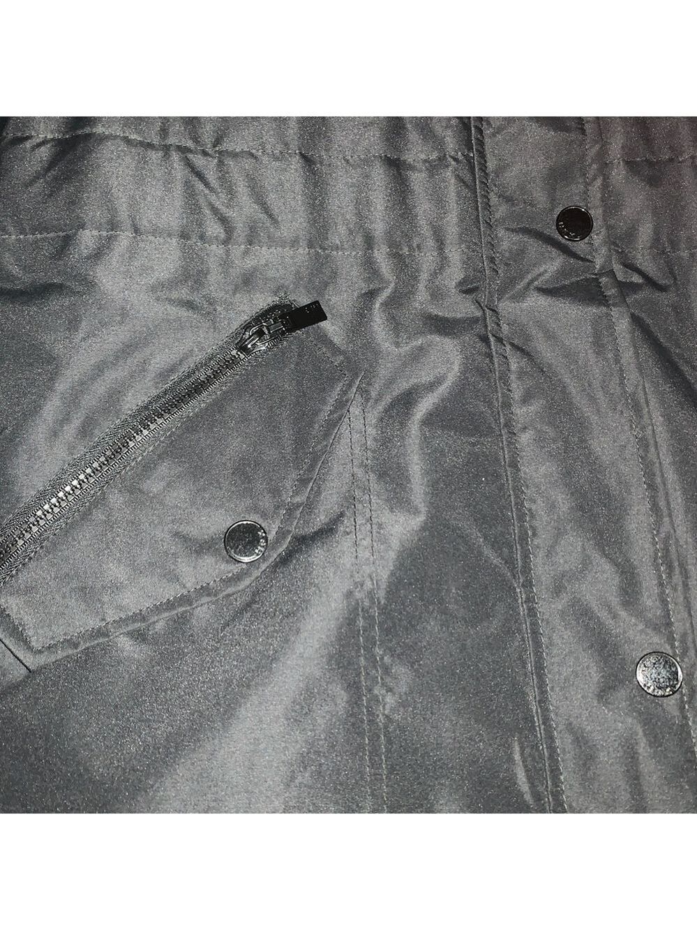 HFX Parka Puffer Jacket L Faux Fur Brim Hood Insulated Black Warm Snow - Picture 9 of 9